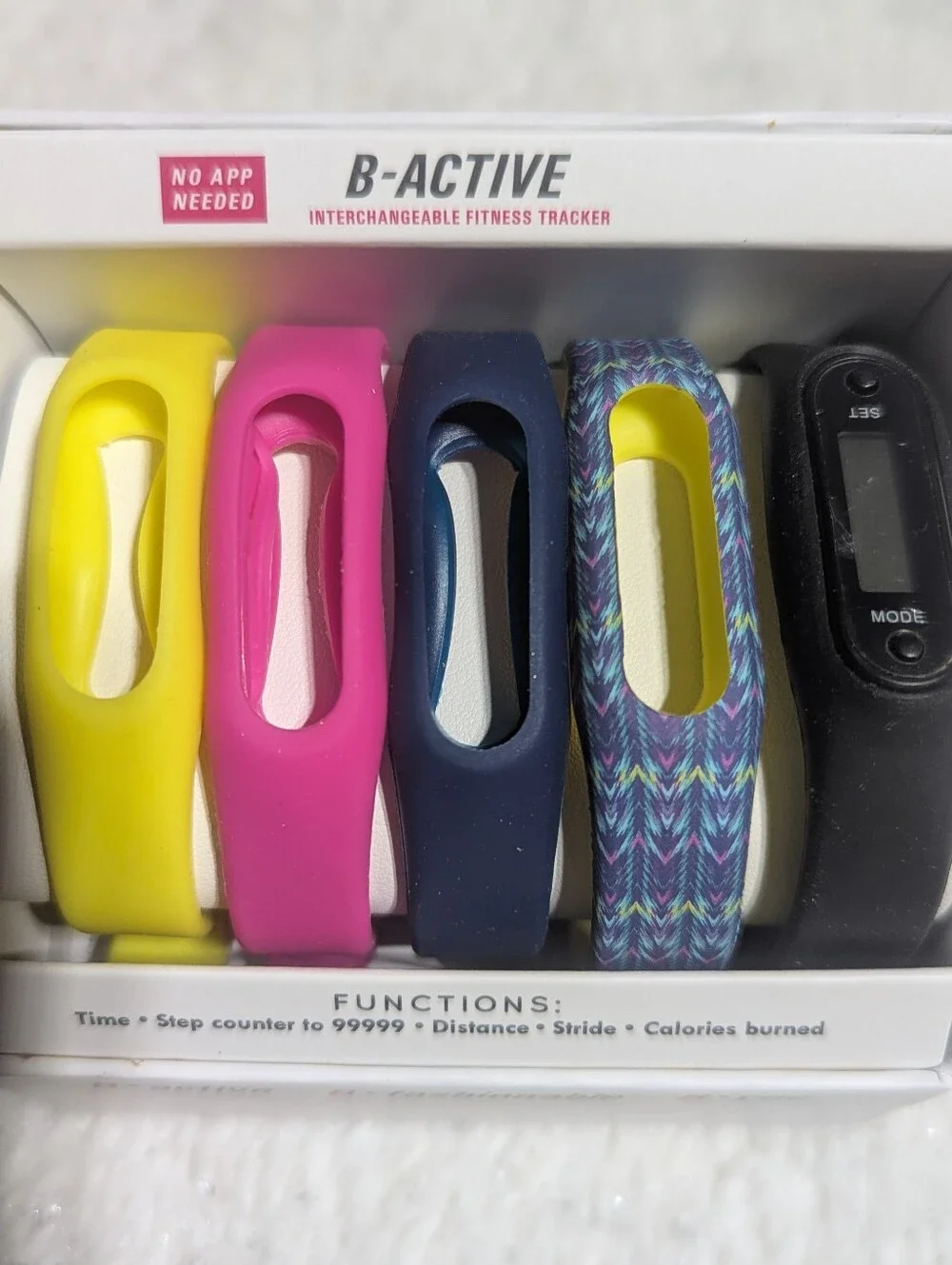 B-Active Interchangeable Fitness Tracker Set 5 Bands No App Needed New